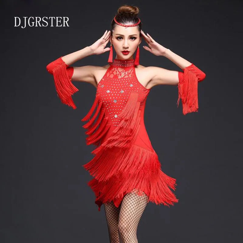 

DJGRSTER Latin Dance Competition Costumes Professional Dresses Ballroom Dance Costumes Womans Adult Salsa Dancing Tango Clothes
