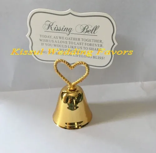 25Pcs/lot Wedding and Party Decorations Kissing Bell Love Heart Bell Place Card Holder For Guest Name holder Photo Party Favors