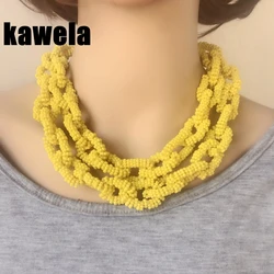 New Fashion Design Yellow Flower Beads Handmade Choker Sweet Necklace