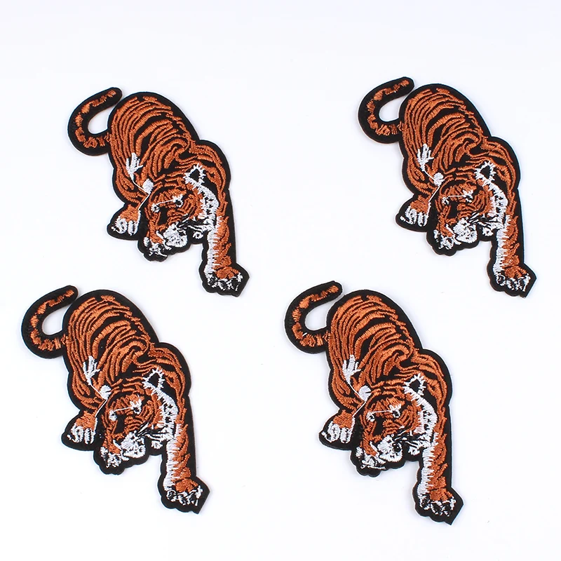 10pcs/lot Embroidered Lifelike Tiger Patches Iron On Sew On Animal Appliques DIY Clothes Stickers Garments Badge Accessories