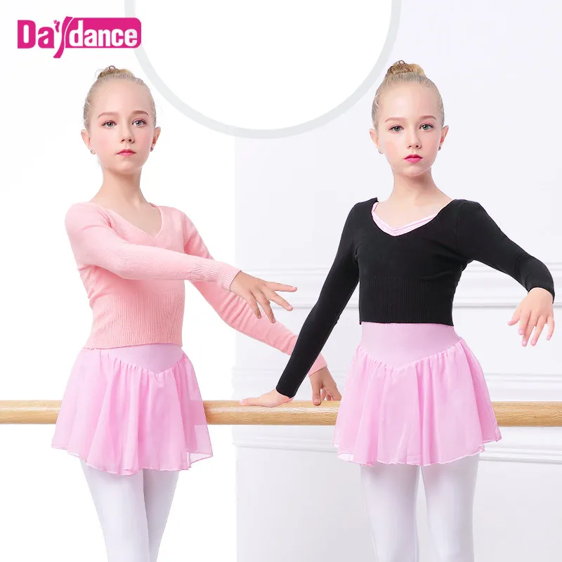 Children V Neck Long Sleeve Dance Korean Sweater Girls Winter Autumn Warm High Waist Dance Ballet Knitted Sweater