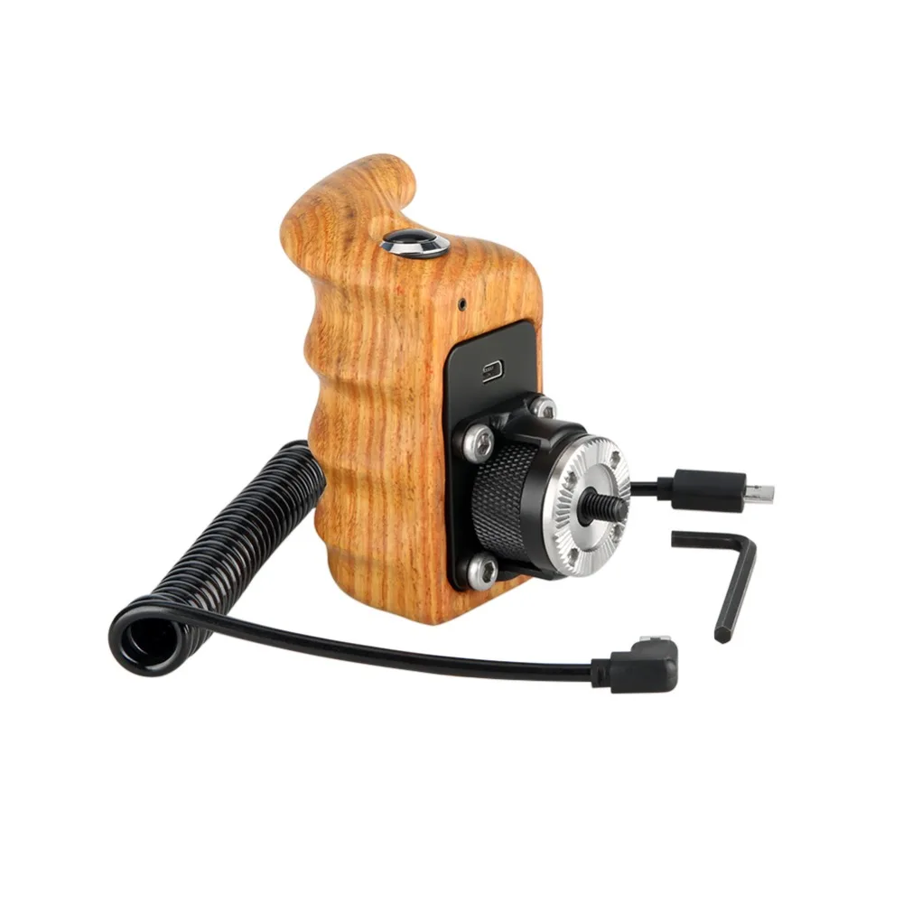 NICEYRIG Camera Handle Wooden Handle Grip Handle Grip Camera Cage Wooden Handgrip DSLR Cage ARRI Rosette Video ON OFF Right-Hand