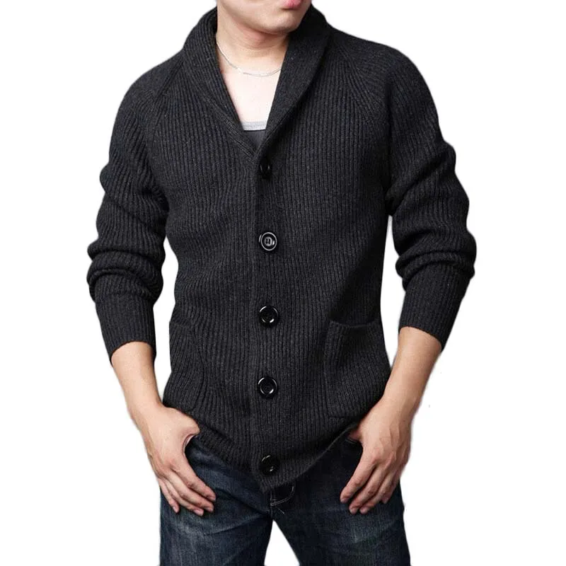 Autumn Winter Mens Cardigan Sweaters Cotton and Wool Male Knitted Sweater Keep Warm Coat Clothing