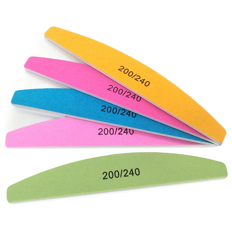 4Pcs Nail Files lime a ongle Professionel 200/240 Grit Sanding Block Pink Green Blue Rose Manicure Buffing Polish  Boat File