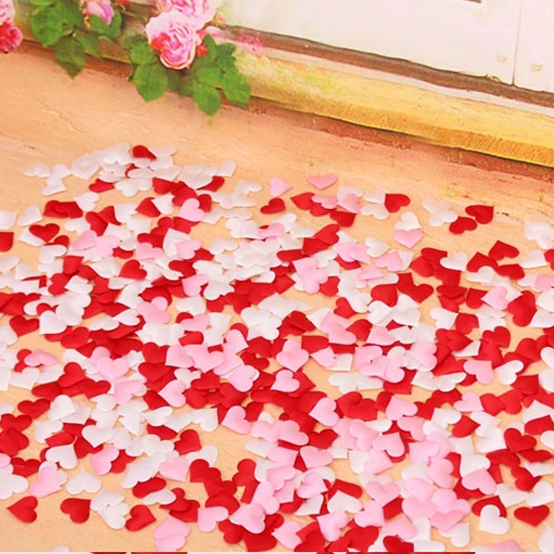 cheap ! 100pcs Fabric Heart dia 3.5x3.5cm / 2x1.5cm Wedding Party Confetti Table Decoration birthday party Decorative Supplies