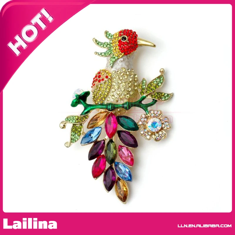 

Free Shipping Colorful Crystal Bird Brooch Pin Fashion Jewerly