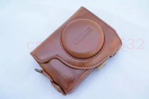 キヤノンs100s110 s120用ショルダーストラップ付きpuレザーカメラケースバッグ