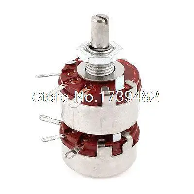 WTH118 6mm Shaft Dia Dual 10K Ohm 2W 2 Gang Linear Carbon Potentiometer