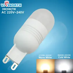 G9 Led ampul ışık 3W 5W 7W Mini vücut seramik Ac 220V 240V kristal lamba sıcak soğuk beyaz yerine halojen avize ışığı