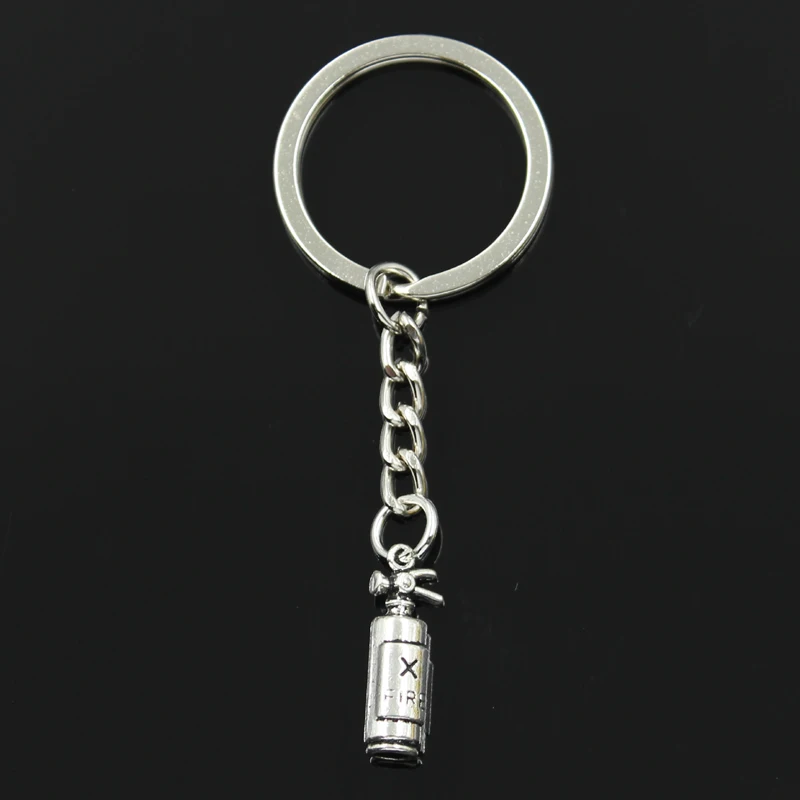 Fashion 30mm Key Ring Metal Key Chain Keychain Jewelry Antique Bronze Silver Color Fire Extinguisher Fireman 23x6x6mm Pendant