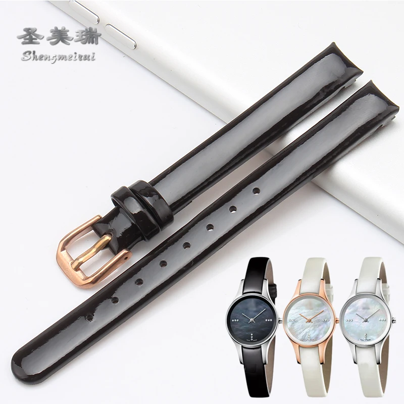 10MM Genuine Leather Strap FOR Calvin K Bent Bracelet Black / Brown Blue / White FOR K43231CS K43232 Women's Quartz Watch image 3