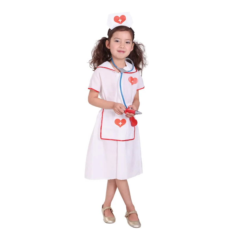 

Fancy Kids Christmas Cosplay Costume Doctor Costume Little Nurse Uniform for Girl Party Halloween School Activities Cos Suits