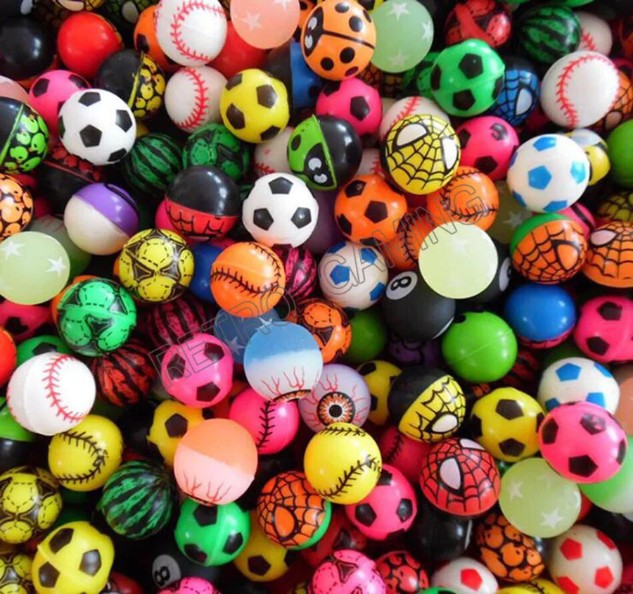 

100pcs/lot Funny Toy Balls Mixed Bouncy Ball Solid Floating Bouncing Child Elastic Rubber Ball of Pinball Toys Arcade Prize Ball