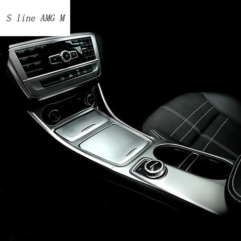 Car styling Central Storage box frame trim Car Air Conditioning Water Cup panel trim Cover for Mercedes Benz CLA C117 GLA X156