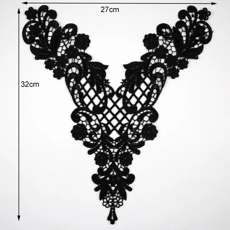 Black Flower DIY Lace Collar Sewing Craft Neckline Lace Applique Trimming Decoration Scrapbooking BW147