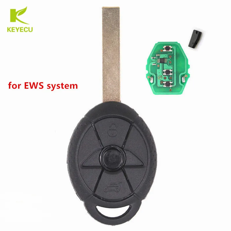 KEYECU Replacement EWS Remote Key Fob 433MHz/315MHz ID44 Chip for BMW Mini Cooper S and Mini One, R50 and R53 2004 2005 2006