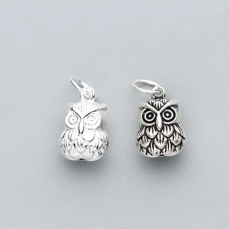 1pc/Lot 925 Sterling Silver Cute Owl Charms 14x9x7mm Women Men Jewelry Pendants DIY Bracelets&Necklace Jewelry Materials