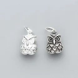 1 pz/lotto 925 Sterling Silver Cute Owl Charms 14x9x7mm donna uomo gioielli pendenti bracciali e collana fai da te materiali gioielli