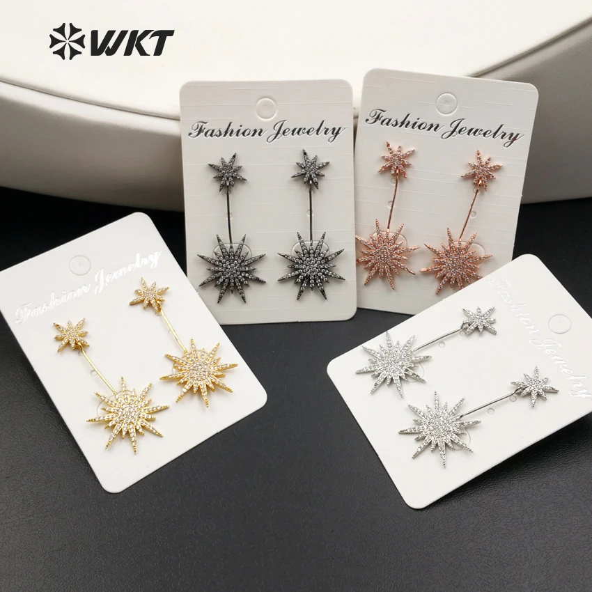 ME002 Wholesale high quality Lady cubic zircon snowflake earrings multicolor simple style charm earrings jewelry for women