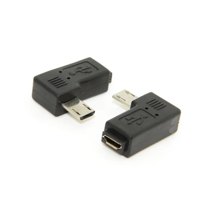 90 degree Left or Right angled Micro USB 2.0 5P Male to Female M to F extension adapter