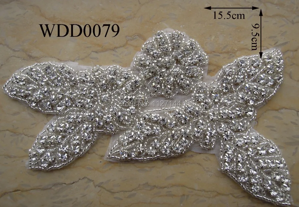 Bridal beaded rhinestone appliques for wedding dresses WDD0079