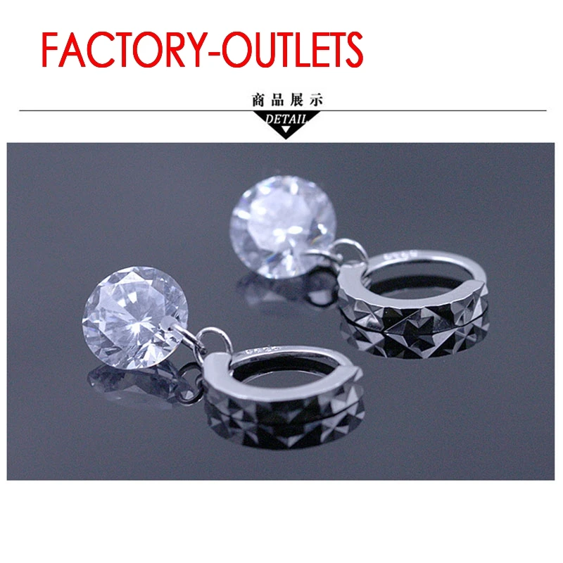 925 Sterling Silver Needle Earring For Women Cubic Zirconia CZ Stone Wedding Engagement Jewelry Hoop Earring Party Gift Big Sale