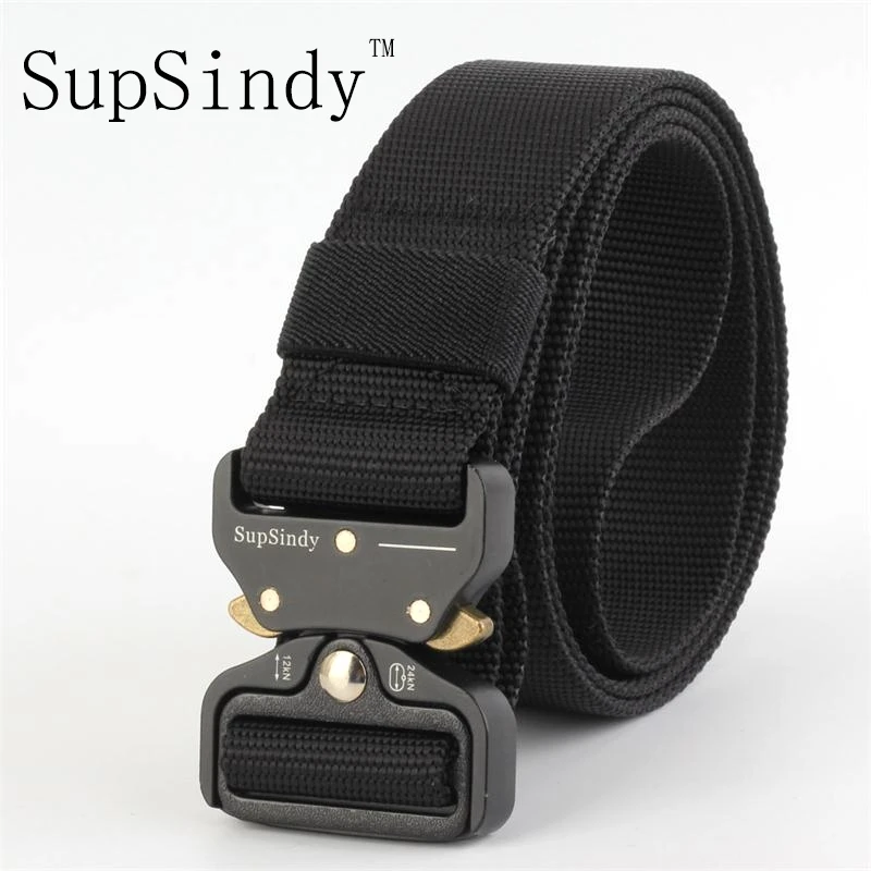 

SupSindy men's canvas belt Metal insert buckle military nylon Training belt Army tactical belts for Men Best quality male strap