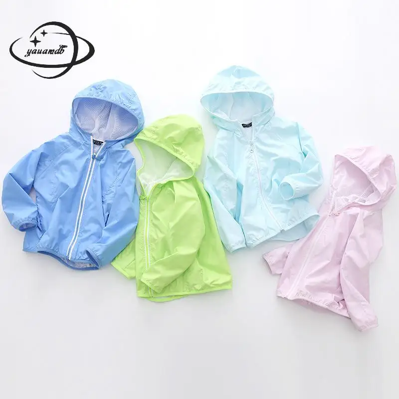 4-11y Soft Light Kids Trench Spring Autumn Girls Boys Jacket Hooded Overcoat Solid Zipper Children's Windbreaker Clothes Ly40