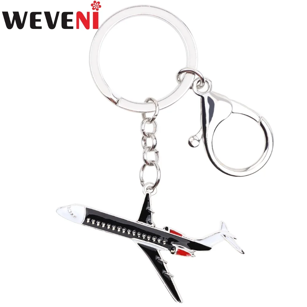 

WEVENI Metal Plane Shape Model Key Chain Key Ring Bag Charm Keychain Souvenir Fashion Accessories Enamel Jewelry For Women