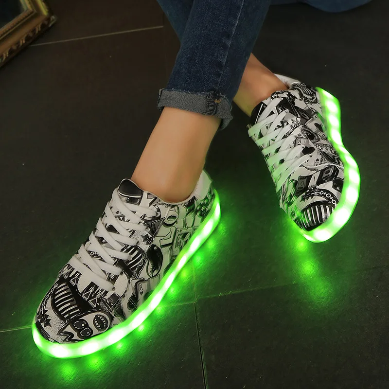 7ipupas 27-44 led świecące buty ze światłem, Unisex symulacji podeszwa superstar trampki z diodami led chłopiec, dziewczyna świecące tenisówki