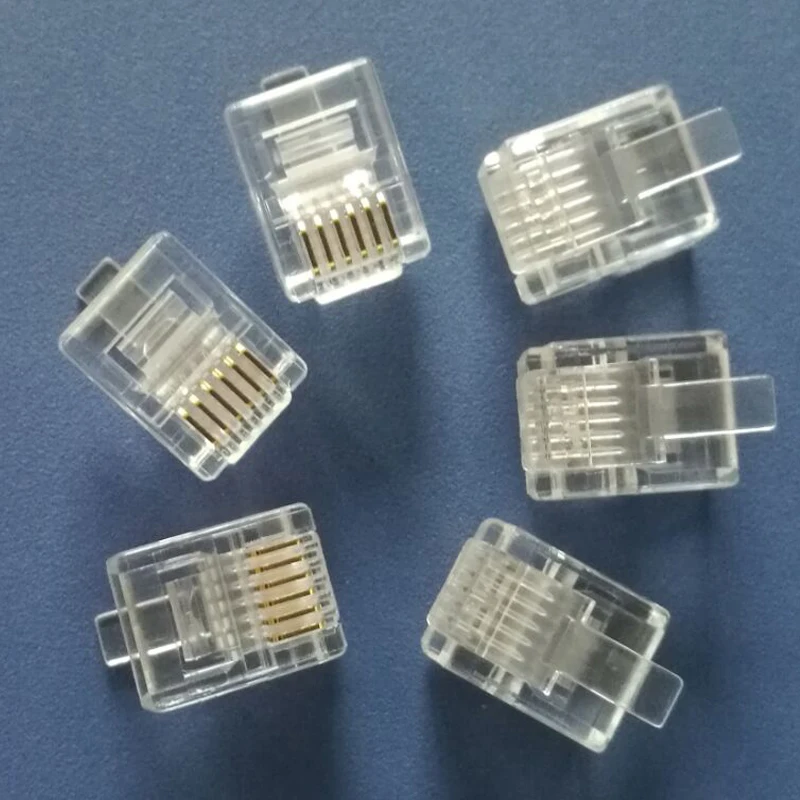 500X  Connector RJ12 6P6C Gold Plated Modular Plug High Quality