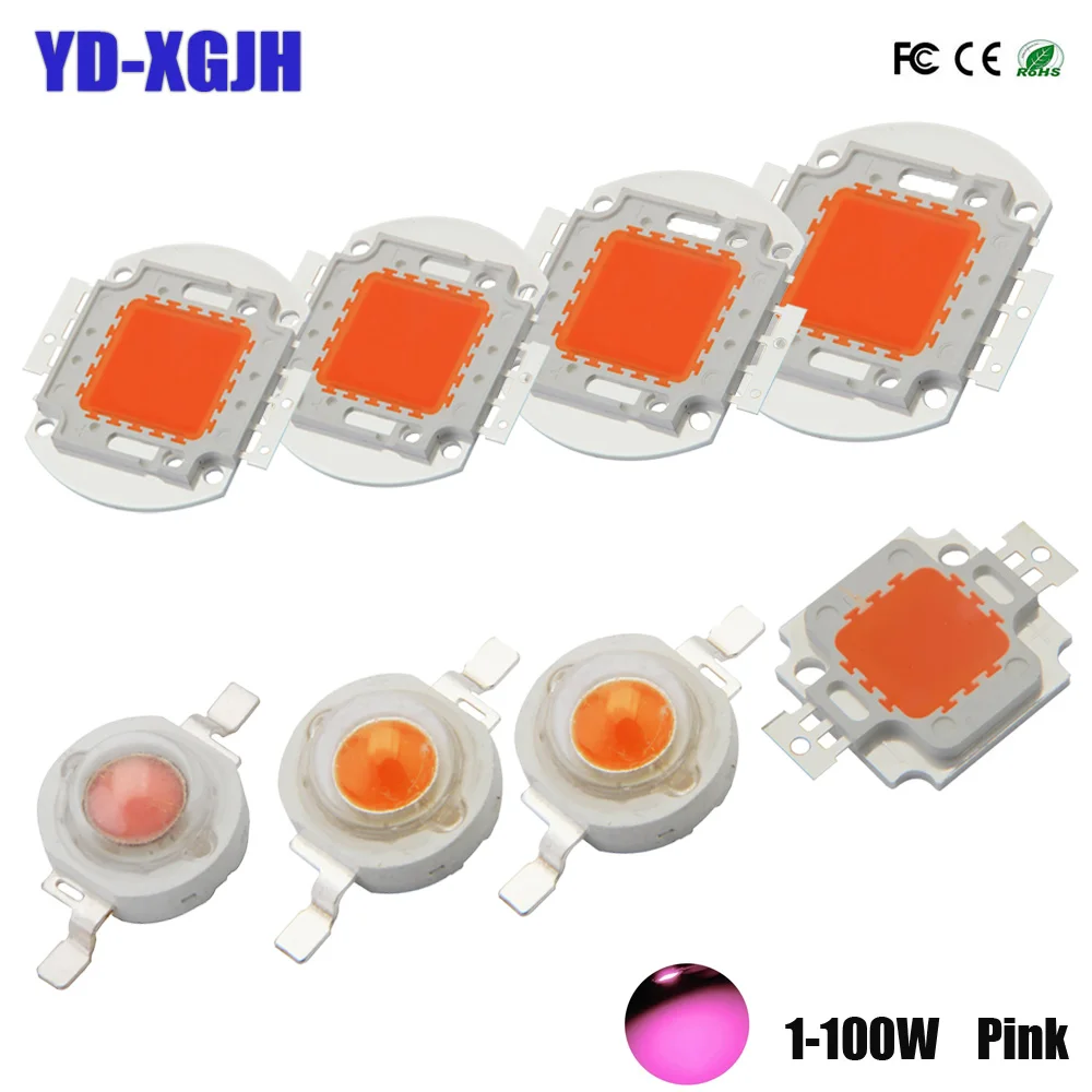 

High Power 1 3 5 10 20 30 50 100W LED Chips Bulb Light SMD Pink Led Spotlight COB Diode Chip Stage lighting for entertainment