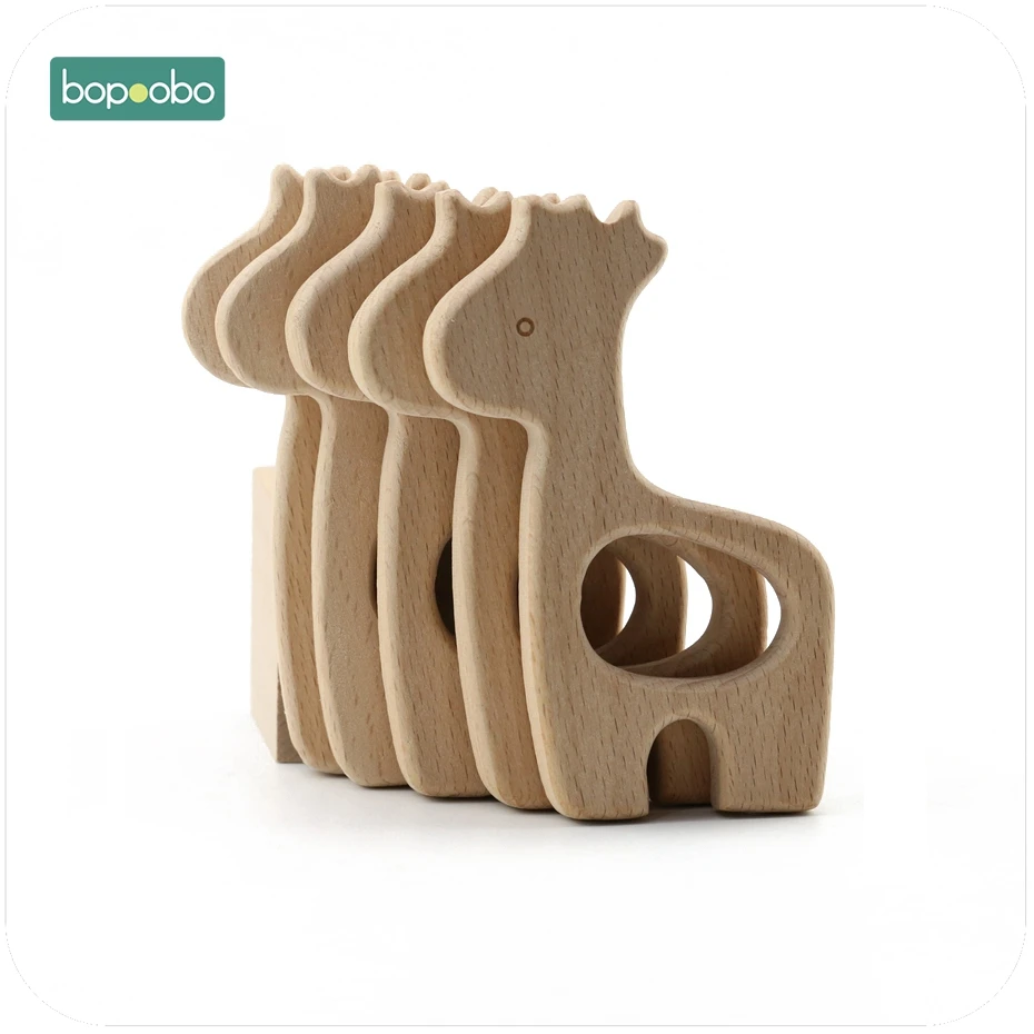 Bopoobo DIY Jewelry Accessories 1pc Beech Wooden Giraffe Sensory Chewing Toy Baby Nursing Teething Necklace Pendant Baby Teether