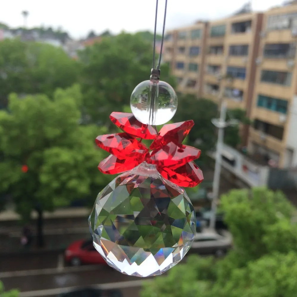 Beautiful Glass Beads With Crystal faceted ball Pendant For Christmas Tree Decoration/ Suncatcher Hanging Home Decoration