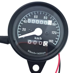 12V Motorcycle Dual Odometer Speedometer Gauge Miles Test Meter Motorbike Dual Speed Meter with LED Indicator 140km/h