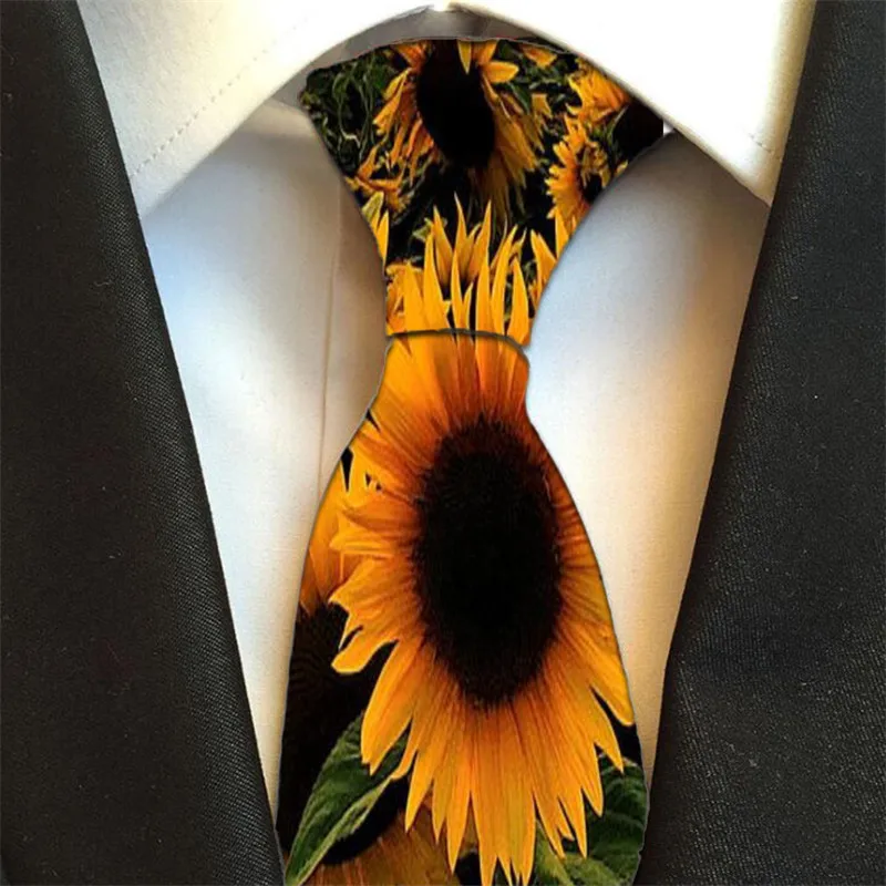 Fashion Funny Novelty Mens Ties 3D Printed Necktie Slim Skinny Narrow Ties 8CM Casual Flower Ties For Men Wedding Accessories