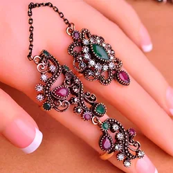 zlxgirl Resin Turkish Rings Jewelry Perfect Vintage Rings For Women Party Gifts Duble Design Chain Love Anillos Wedding Rings