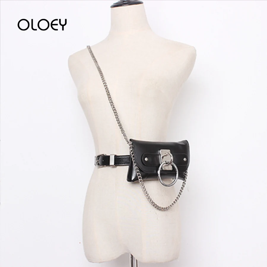 Waist Bag Women Shoulder Bags 2019 New Summer Ring Chain Dual-use Belt With Detachable Mini Bag Tide All-match Cloth Accessories