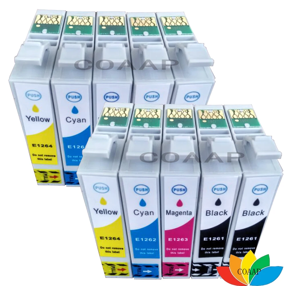 10x Compatible T126 T1261 Ink Cartridge for EPSON WorkForce 435 520 545 7010 7510 7520 3520 3530 3540 inkjet Printer