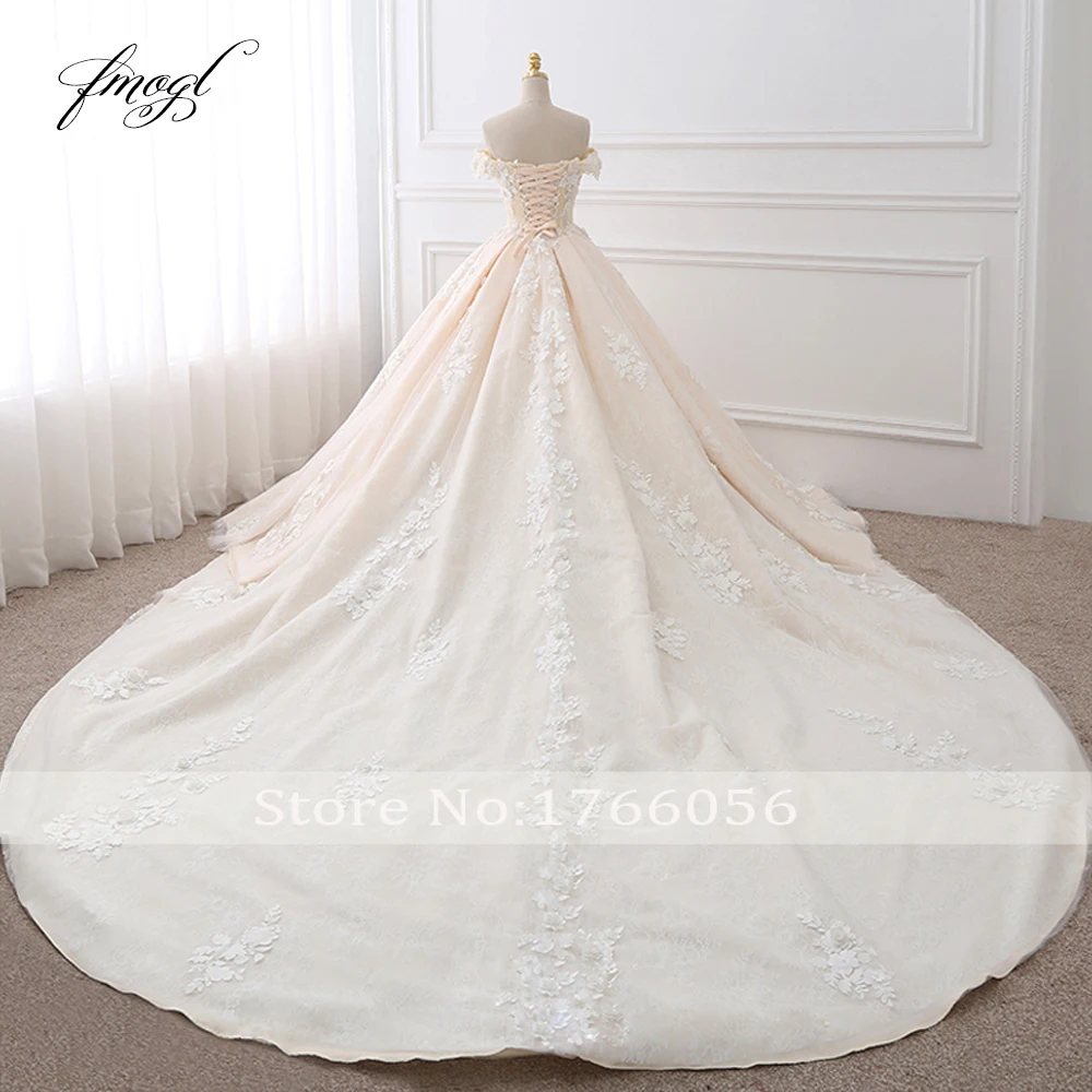 Customized Royal Train Beaded Sweetheart Ball Gown Wedding Dresses Appliques Flowers Vintage Lace Bride Gowns Vestido De Noiva image 2