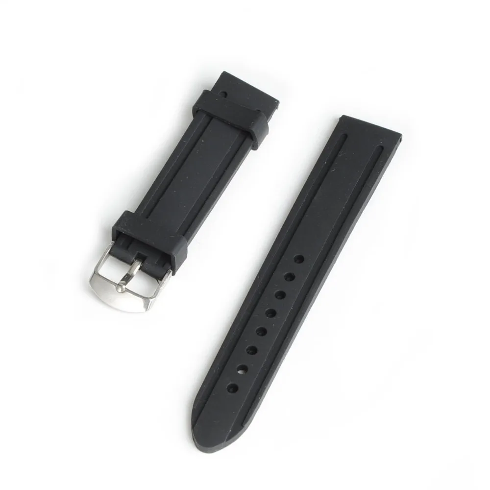 2021 New 20mm 22mm 24mm Watchband Black Silicone Rubber Bands For Watches Replace Electronic Wristwatch Band Sports Watch Straps