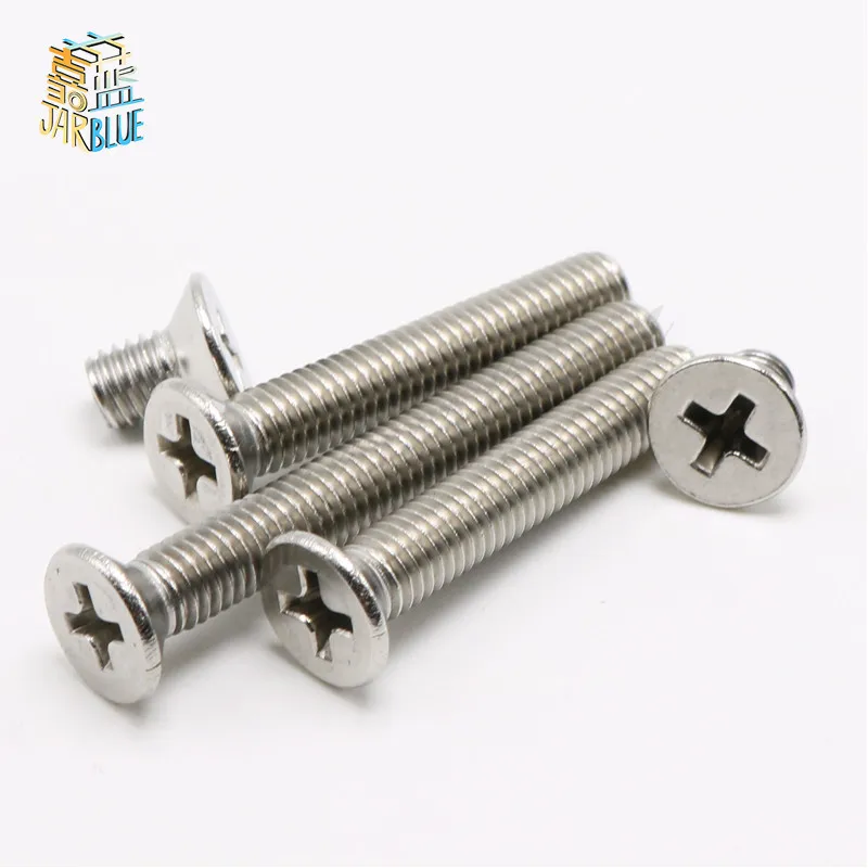 10 Pcs UNC/UNF 1/4-20-1/2/3/4 American Flat Countersunk Head Cross 304 Stainless Steel Screws