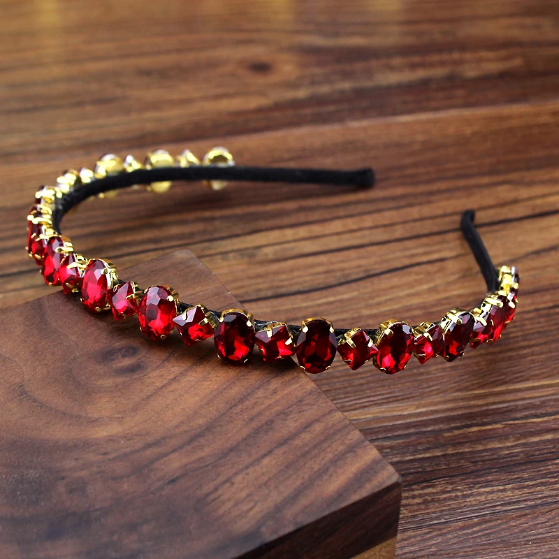 Gorgeous Bing Party Hair Jewelry Red Green Black Blue Crystal Stone Hairbands Rhinestone Diamante Headbands For Charming Women