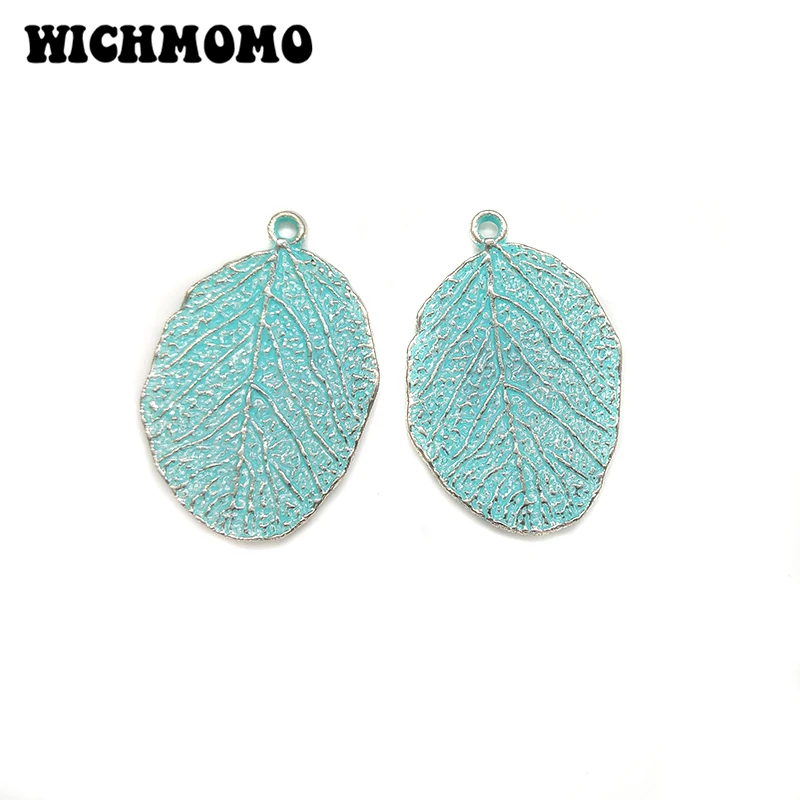 2021 New 5 Pieces 32mm Retro Patina Plated Zinc Alloy Green Leaves Charms Pendants for DIY Necklace earrings Jewelry Accessories