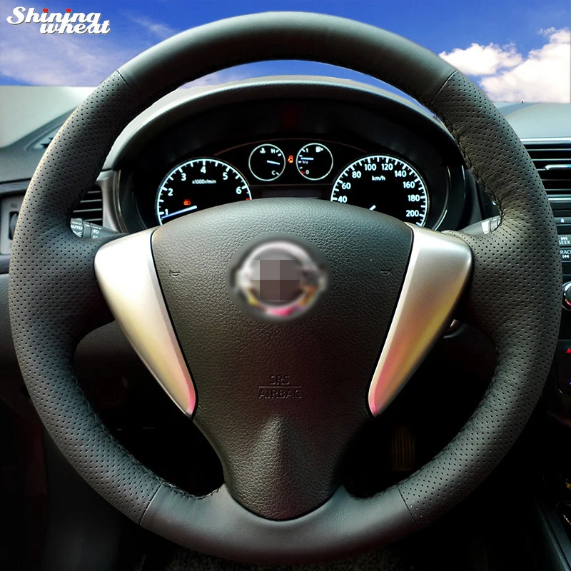 

Shining wheat Car Accessories Leather Steering Wheel Cover for Nissan Tiida / Sylphy 2012-2015/ Versa 2015-2019 / Versa Note