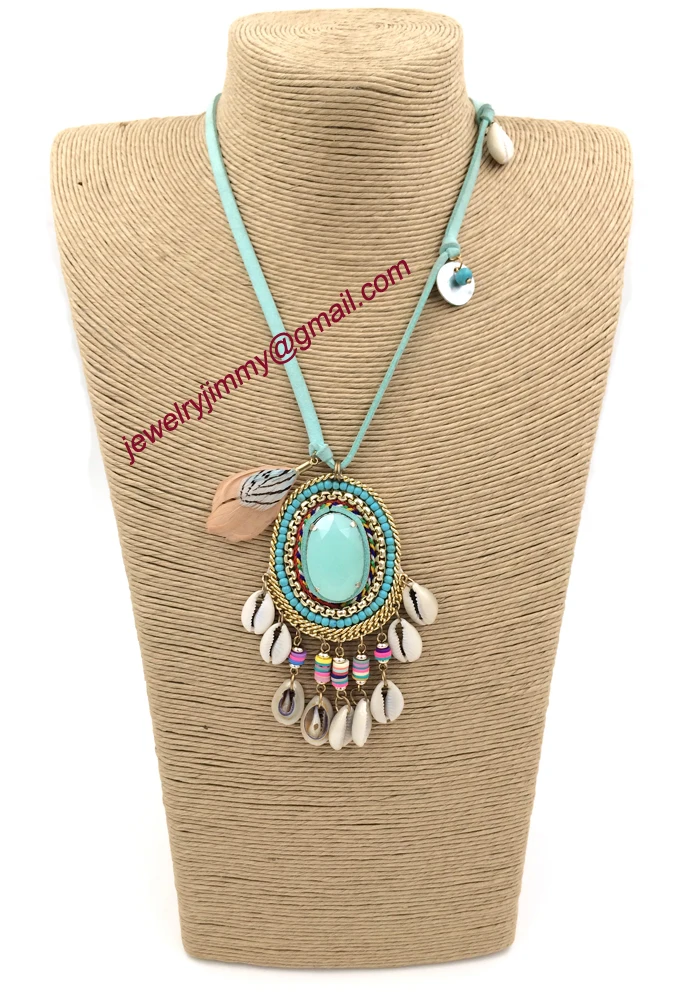 2015New personalized handmade jewelry supplier pendant beaded chain boho long Necklaces for women