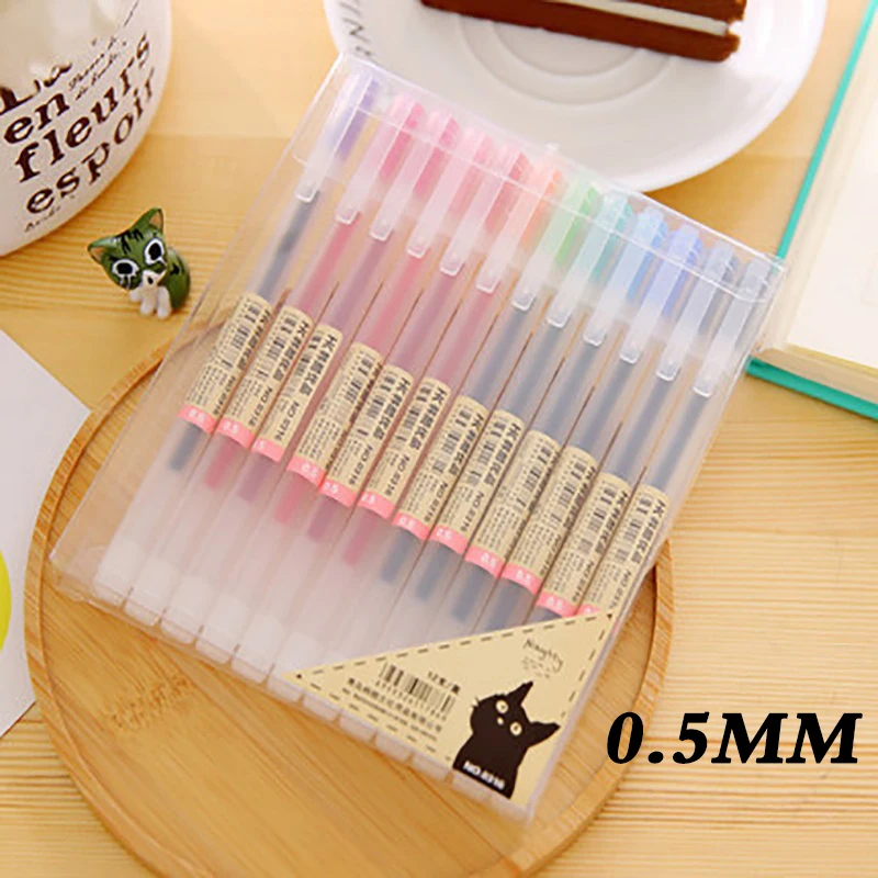 

12 Pcs/lot Gel Pen 0.5mm Colour Ink Pen Maker Pen School Office Supply Style for Office School Supplies Writing Paper