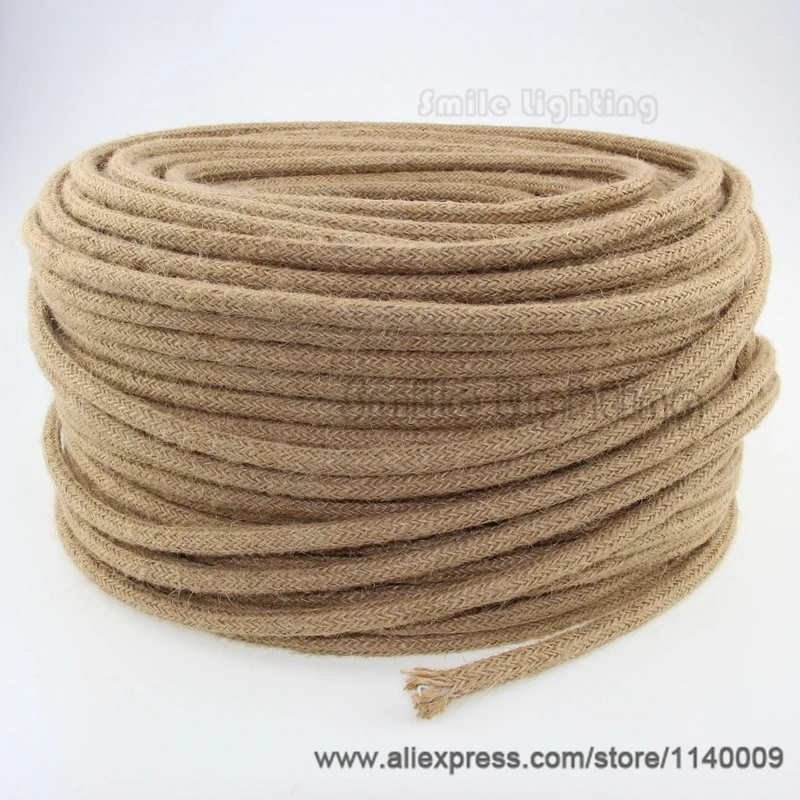 250V 2 Core 3 Core Vintage Hemp Rope Braided  Cord Flex Cable Electrical Wire For DIY Pendant Light