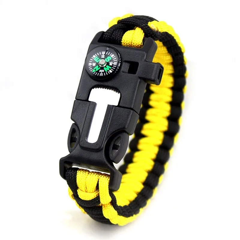 Military Emergency Paracord Survival Bracelet Parachute no flint Outdoor Scraper Whistle buckle For Jewelry Men & Women