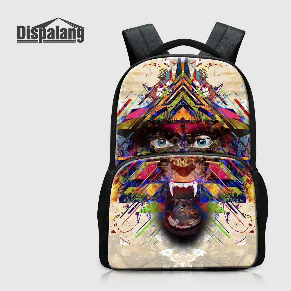 Custom Design School Bags For Teenagers Men's Fashion Expression Laptop Backpack For 14 Inch Notebook Children Canvas Schoolbag